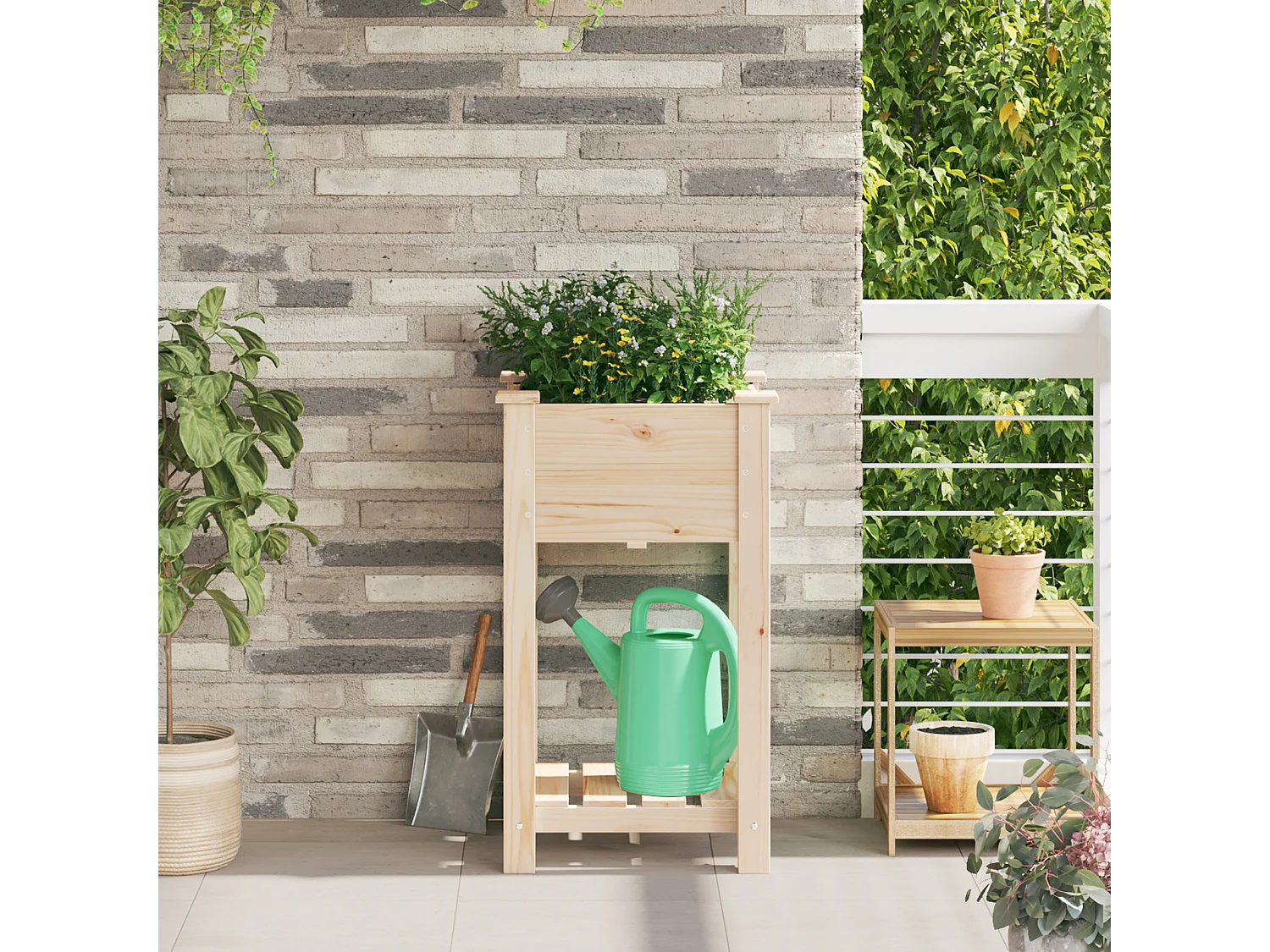 Plantenbak met plank 45x45x76 cm van massief dennenhout