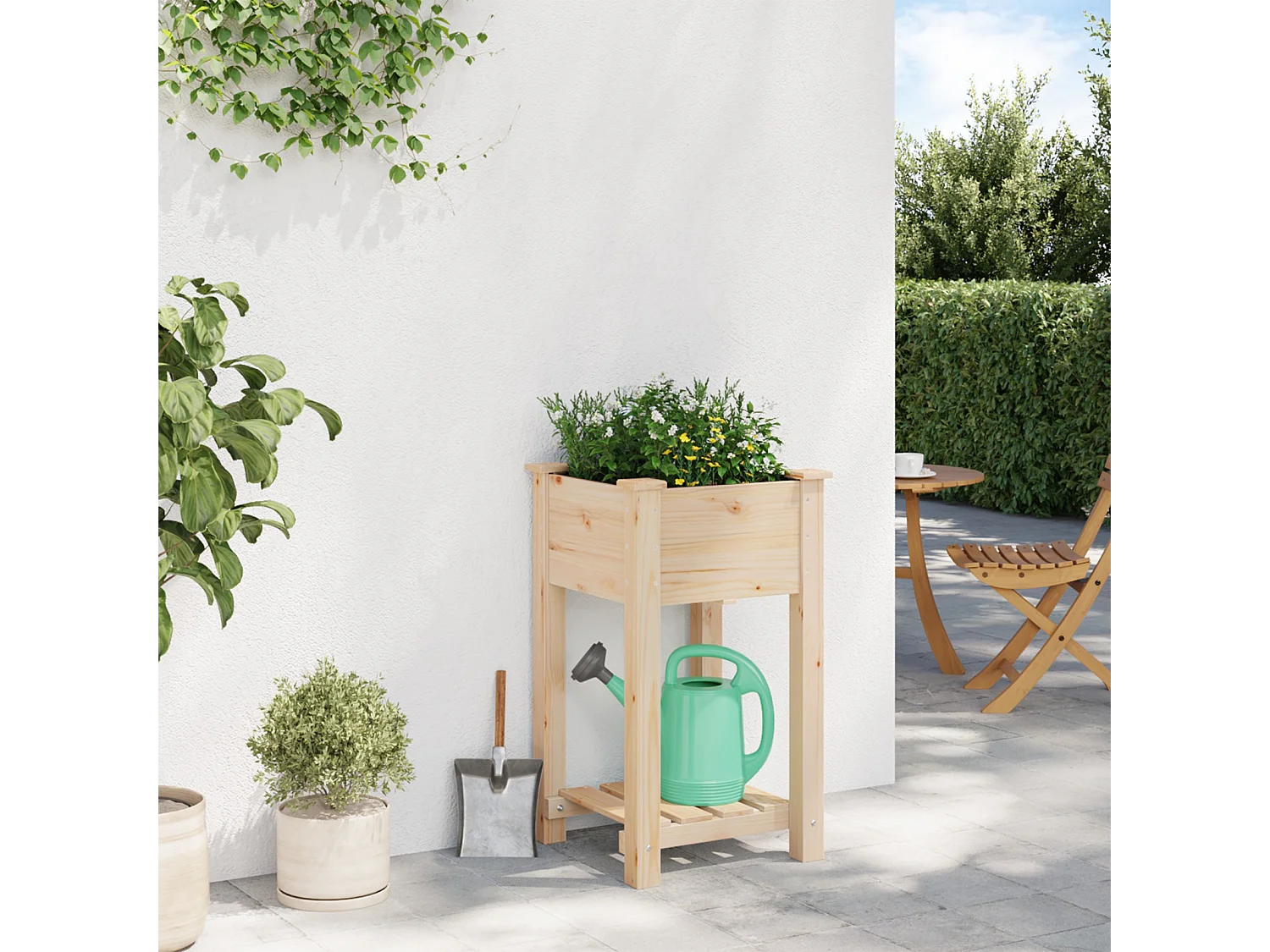 Plantenbak met plank 45x45x76 cm van massief dennenhout