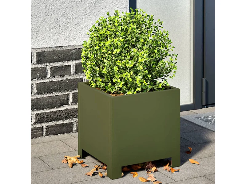 Jardinières 2 pcs vert olive 30x30x30 cm acier
