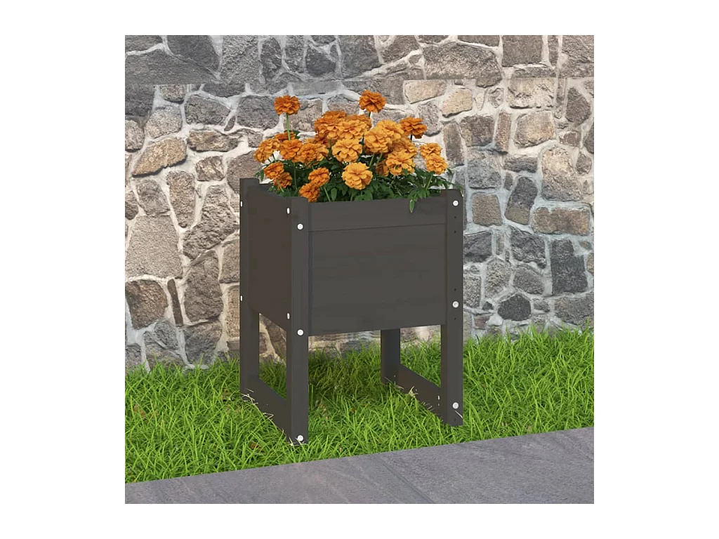 Jardinière Gris 40x40x52,5 cm Bois massif de pin