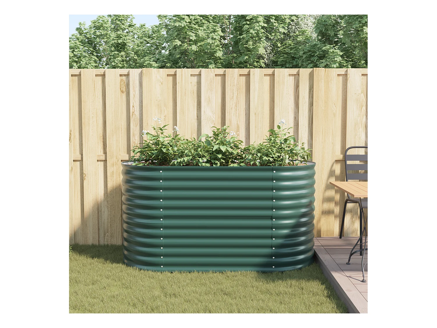 Jardinière Élevée Verte 160x80x81 cm Acier Galvanisé