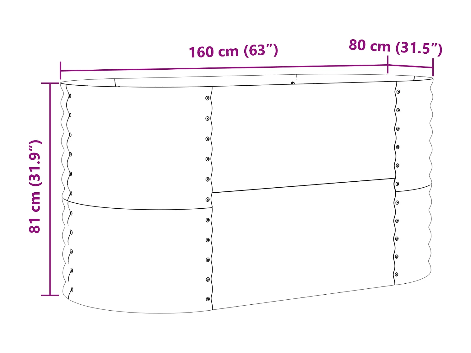 Jardinière Élevée Verte 160x80x81 cm Acier Galvanisé