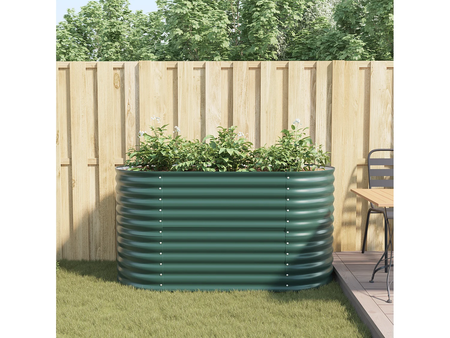 Jardinière Élevée Verte 160x80x81 cm Acier Galvanisé