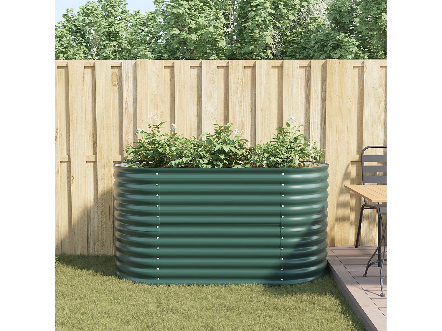 Jardinière Élevée Verte 160x80x81 cm Acier Galvanisé