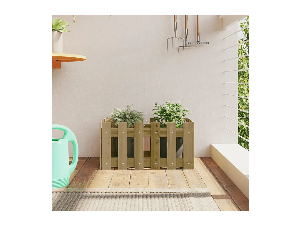 Jardinière avec design de clôture 60x30x30 cm pin imprégné