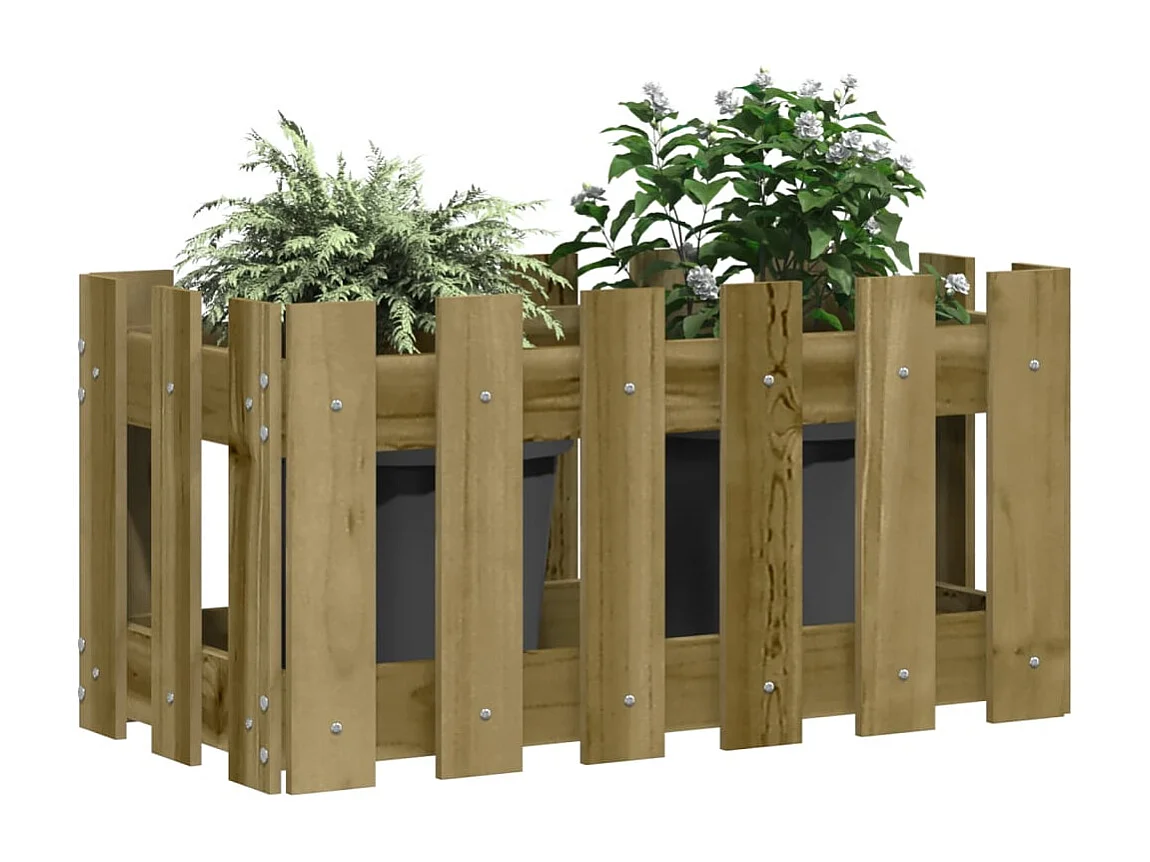 Jardinière avec design de clôture 60x30x30 cm pin imprégné