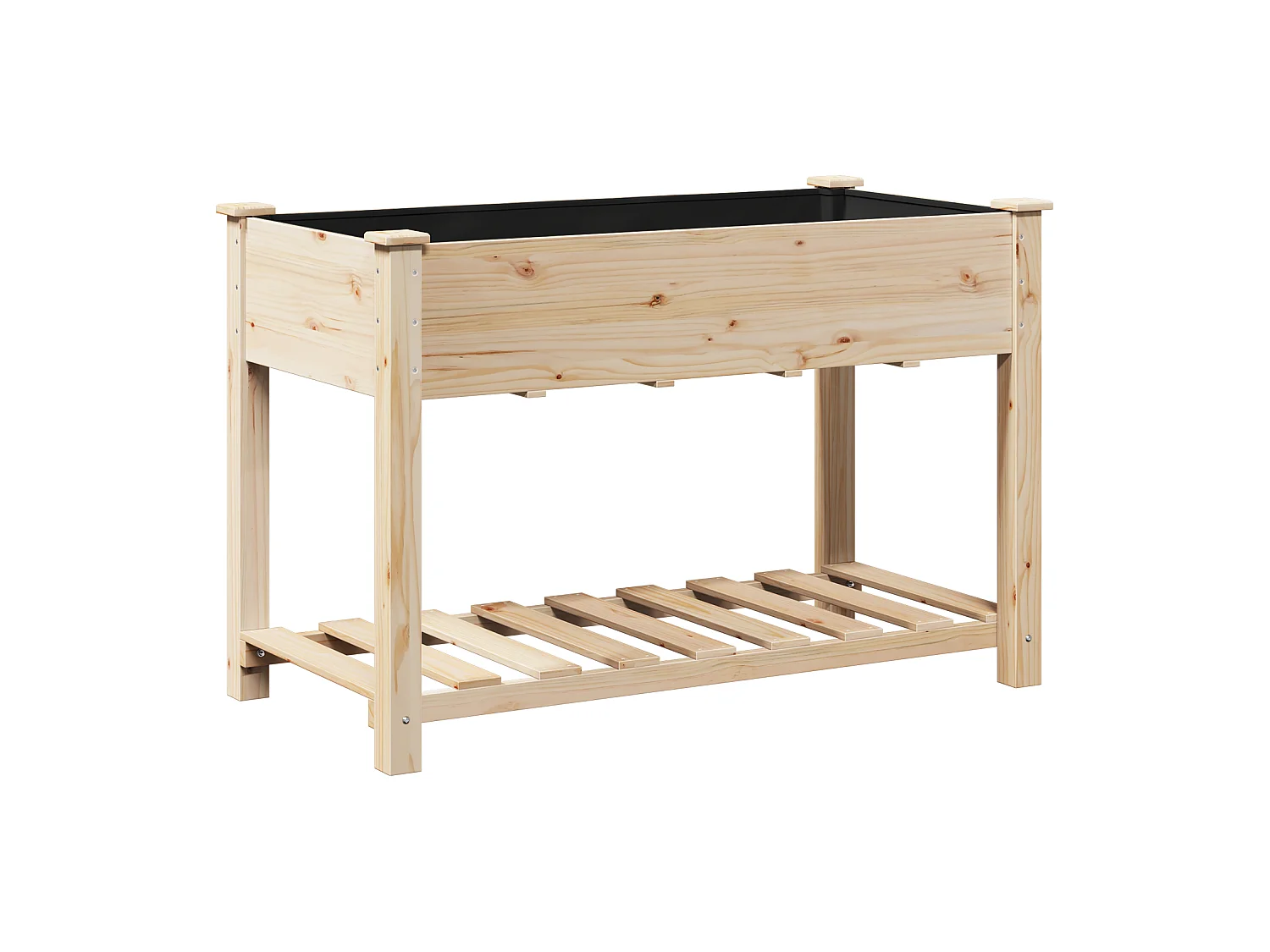 Jardinière avec étagère 115x59x76 cm en bois massif de sapin