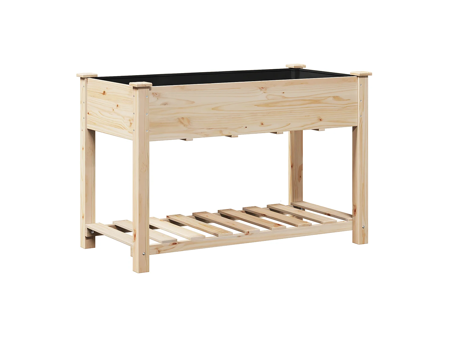 Jardinière avec étagère 115x59x76 cm en bois massif de sapin