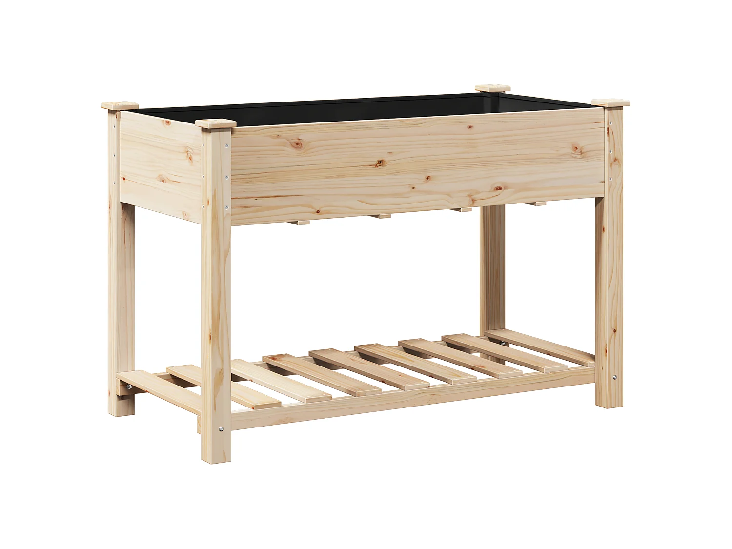 Jardinière avec étagère 115x59x76 cm en bois massif de sapin