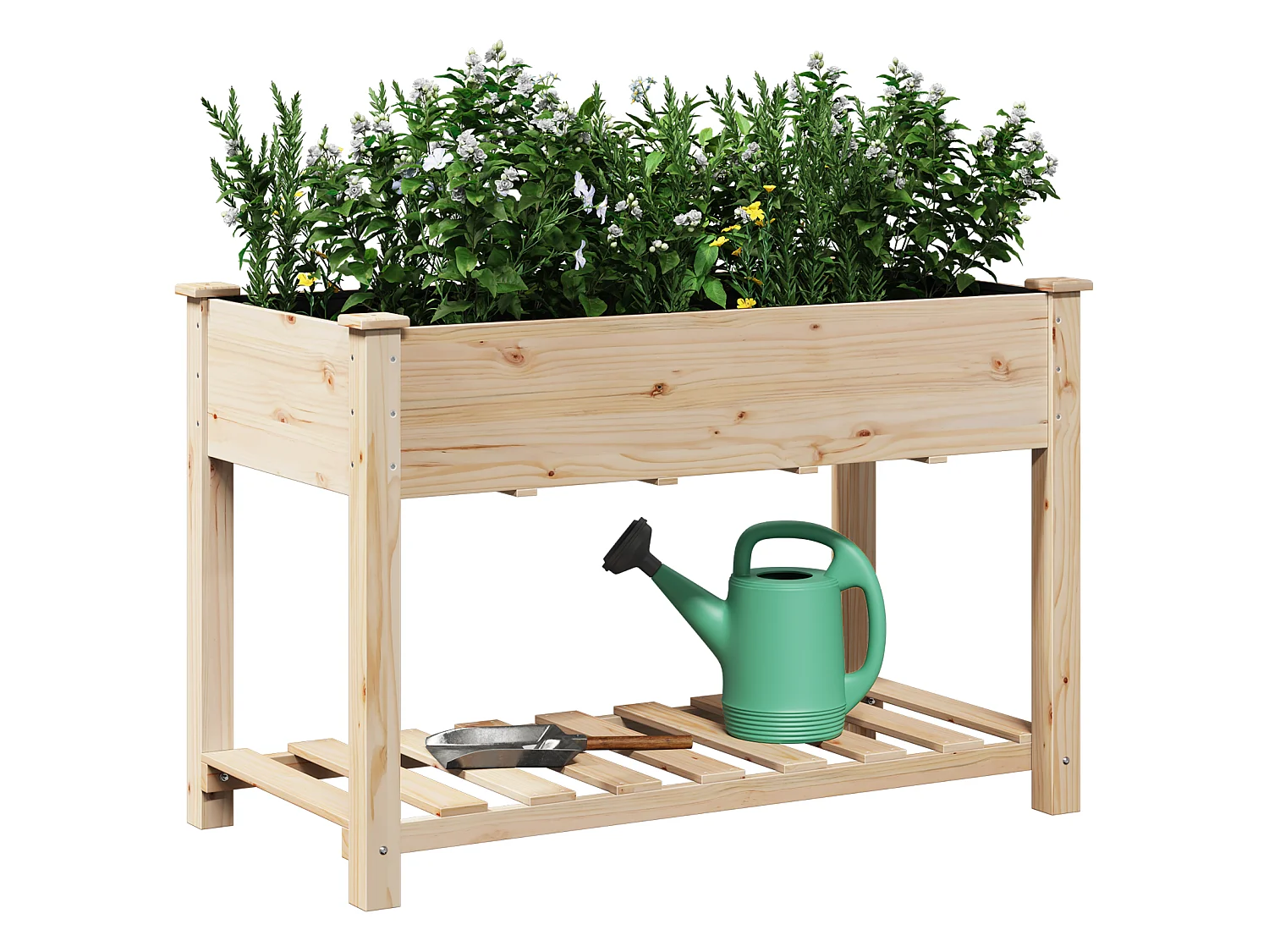 Jardinière avec étagère 115x59x76 cm en bois massif de sapin