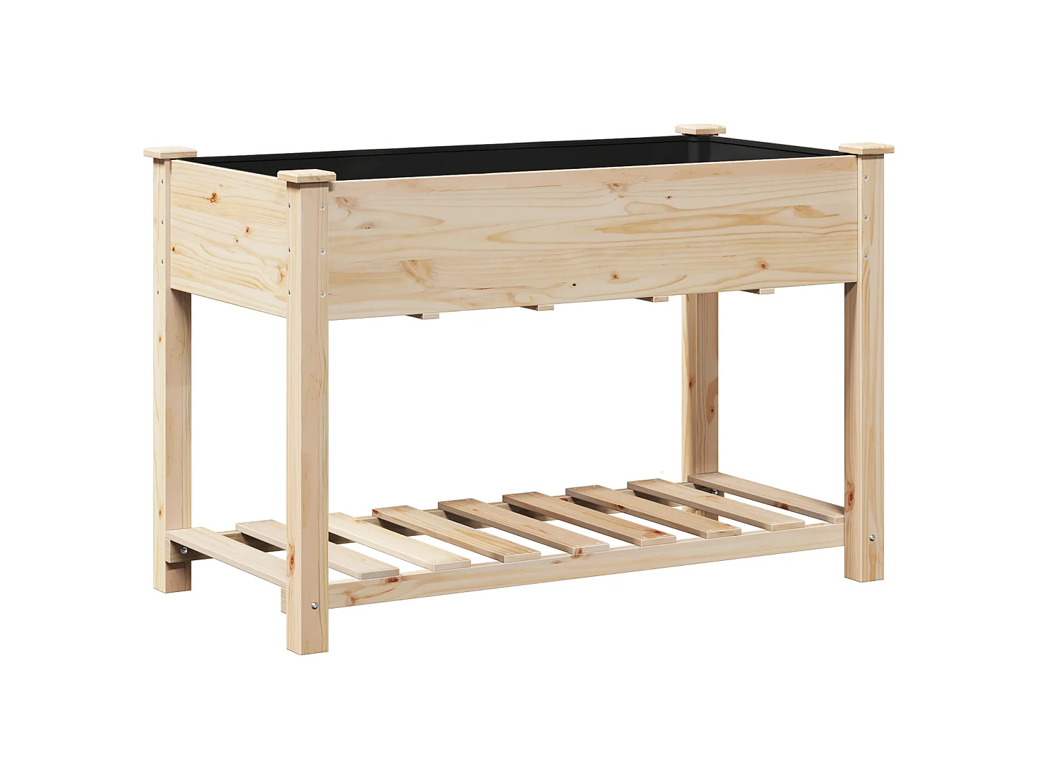 Jardinière avec étagère 115x59x76 cm en bois massif de sapin