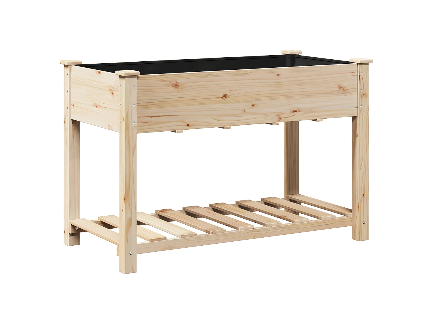 Jardinera con estante 115x59x76 cm en madera maciza de abeto