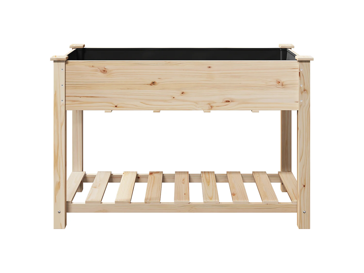 Jardinera con estante 115x59x76 cm en madera maciza de abeto