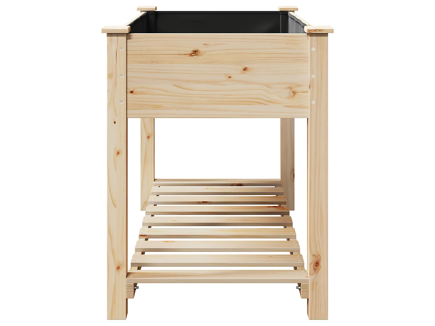 Jardinera con estante 115x59x76 cm en madera maciza de abeto