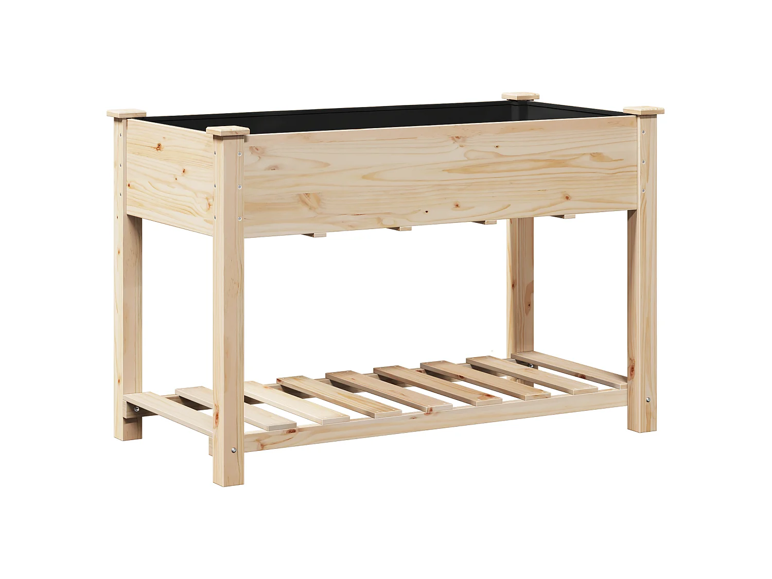 Jardinera con estante 115x59x76 cm en madera maciza de abeto