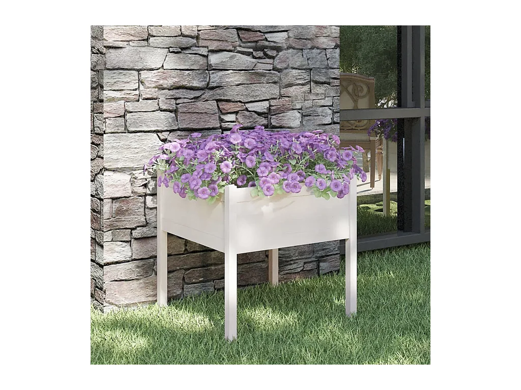 Jardinière blanc 70x70x70 cm bois de pin massif