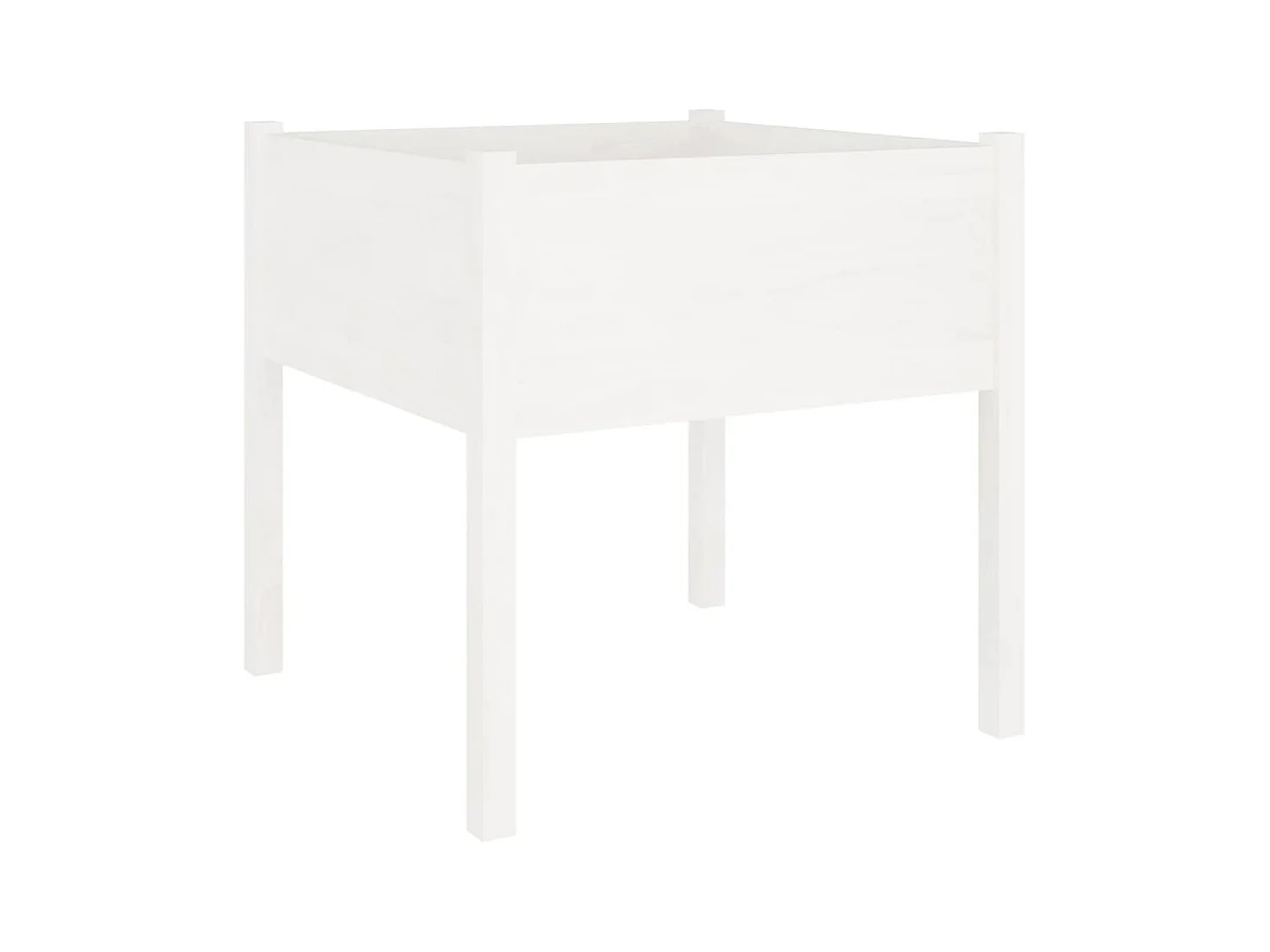 Fioriera bianca 70x70x70 cm in legno massello di pino