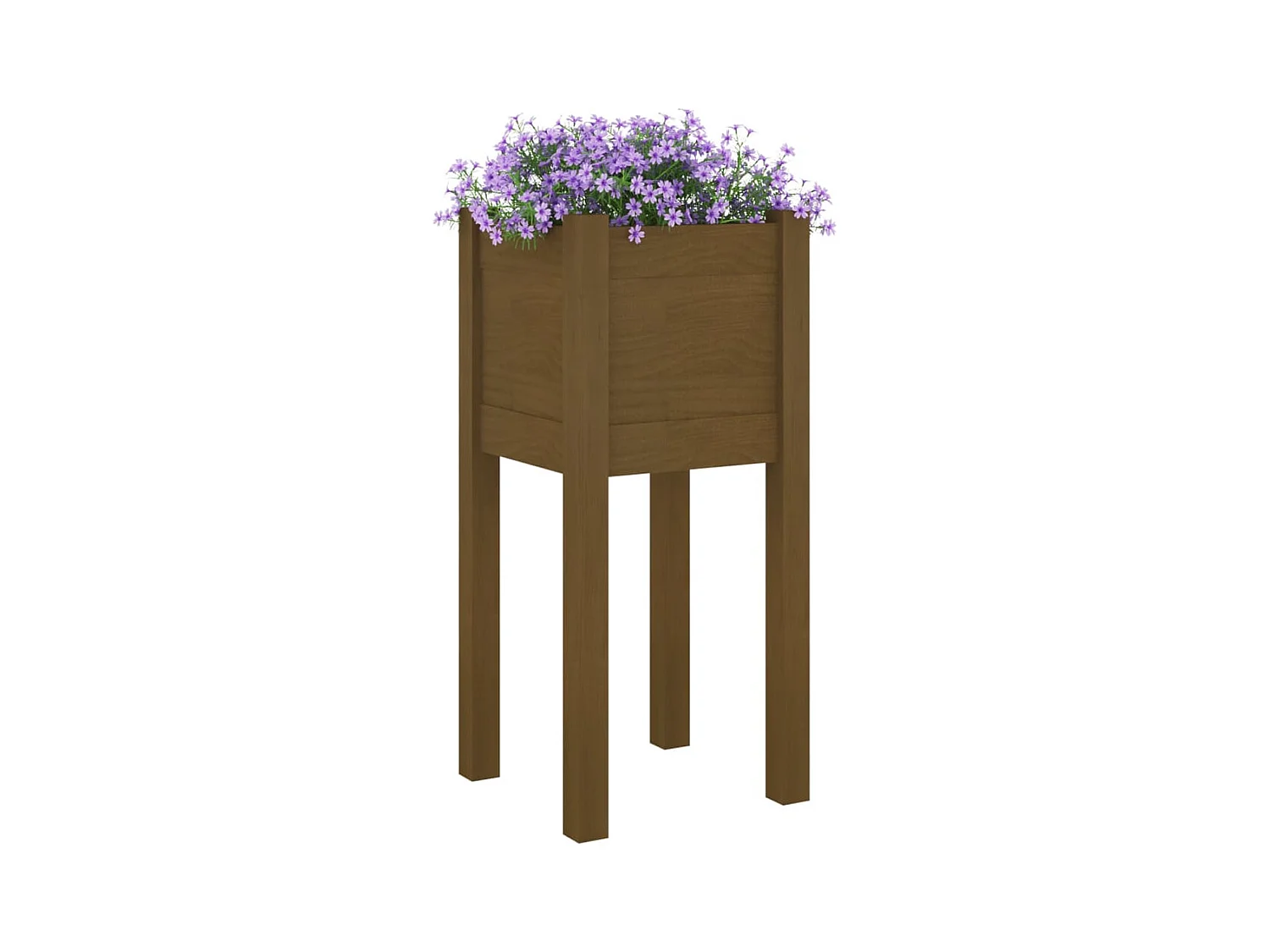 Jardinera de exterior color marrón miel 31x31x70 cm madera de pino