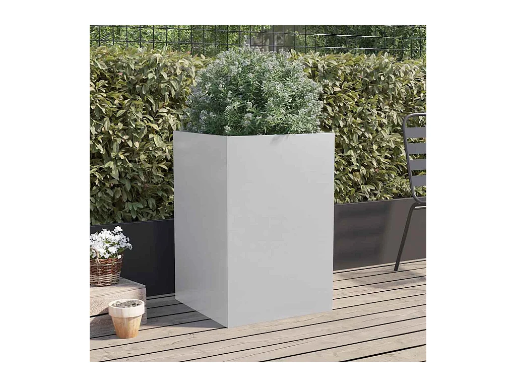 Fioriera argento 52x48x75 cm in acciaio zincato