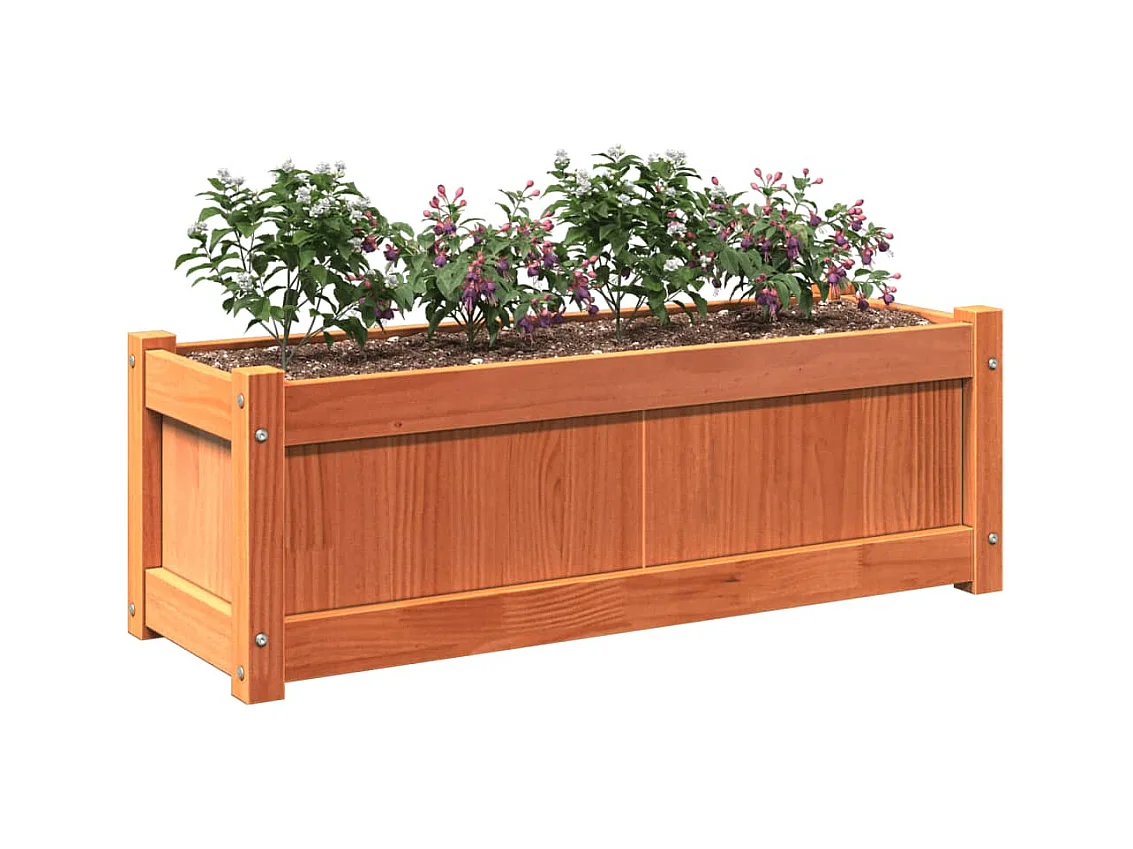 Jardinière cire marron 90x31x31 cm bois de pin massif