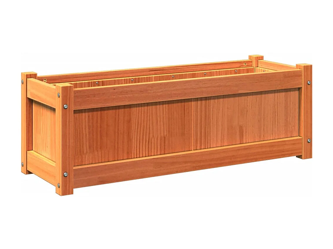 Jardinera de cera marrón 90x31x31 cm madera maciza de pino