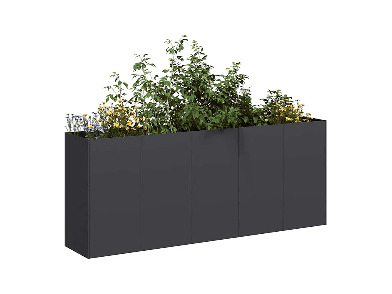 Schwarzer Pflanzkübel 200x40x80 cm aus kaltgewalztem Stahl