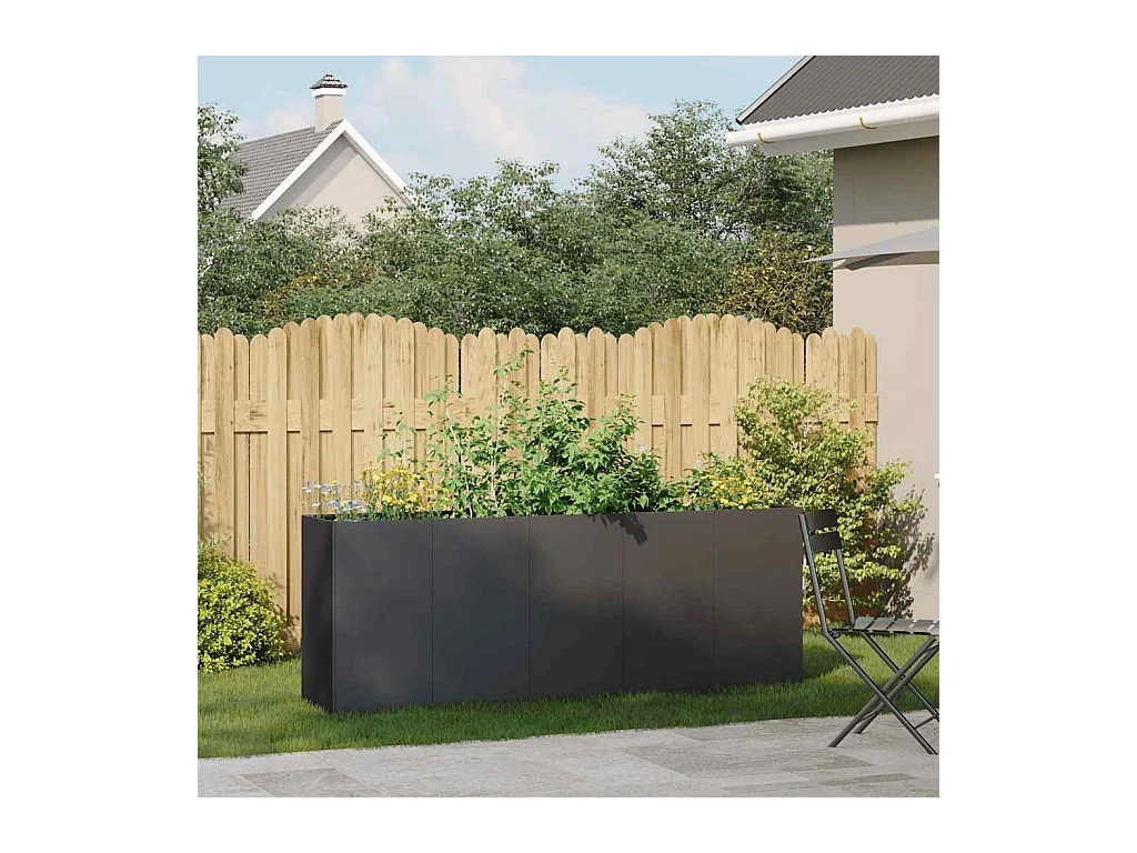 Schwarzer Pflanzkübel 200x40x80 cm aus kaltgewalztem Stahl