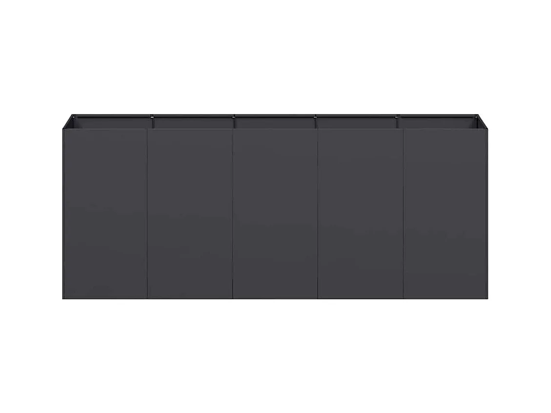 Schwarzer Pflanzkübel 200x40x80 cm aus kaltgewalztem Stahl