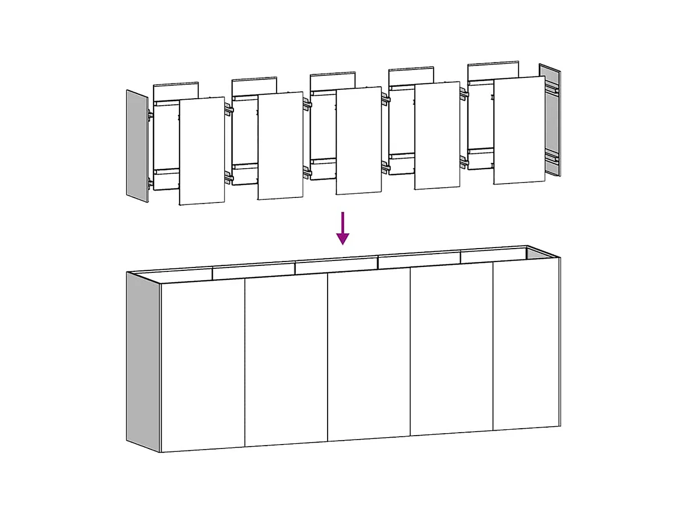 Schwarzer Pflanzkübel 200x40x80 cm aus kaltgewalztem Stahl