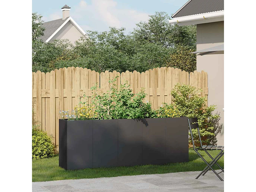 Jardinière noir 200x40x80 cm acier laminé à froid