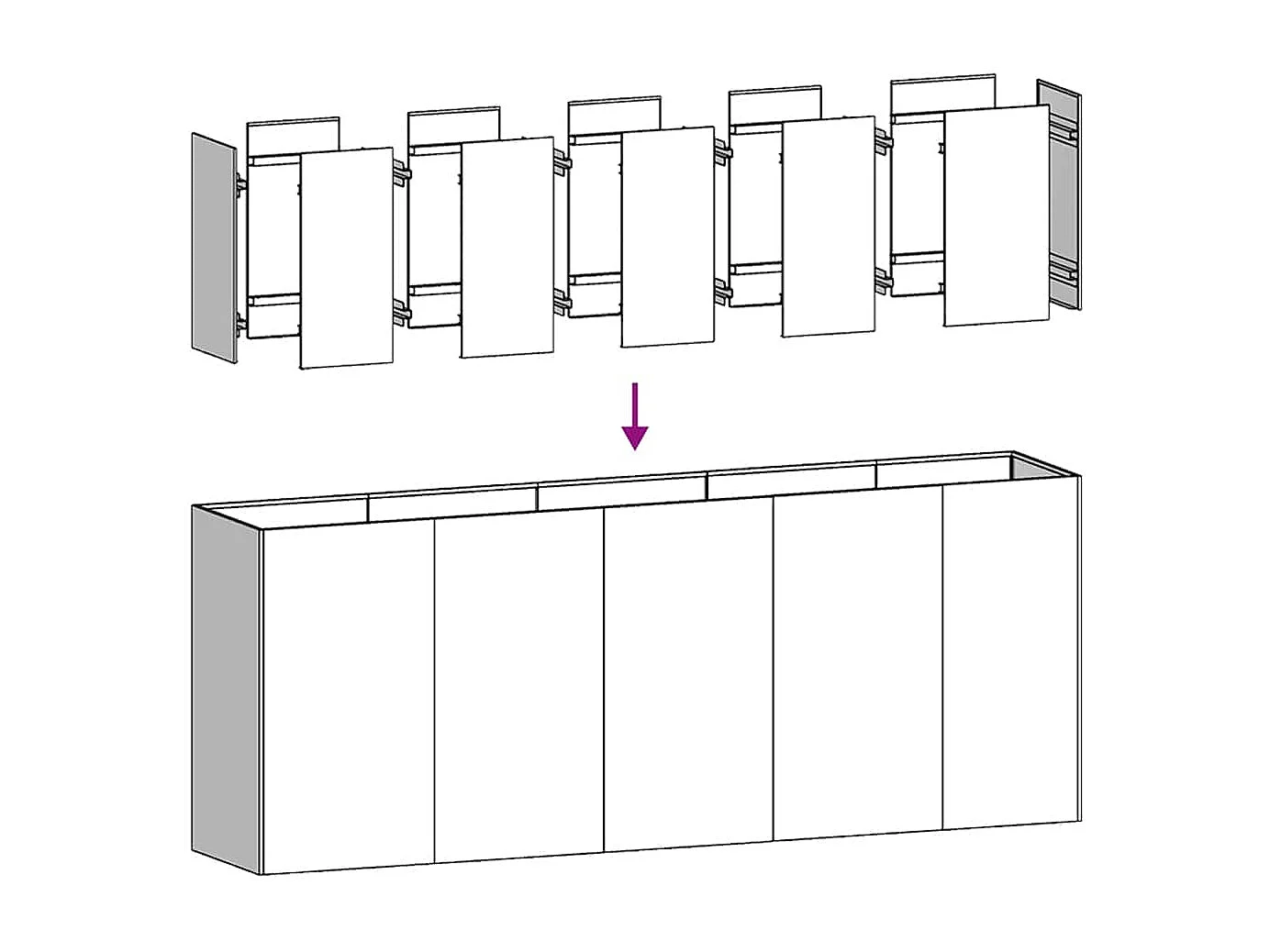 Jardinière noir 200x40x80 cm acier laminé à froid