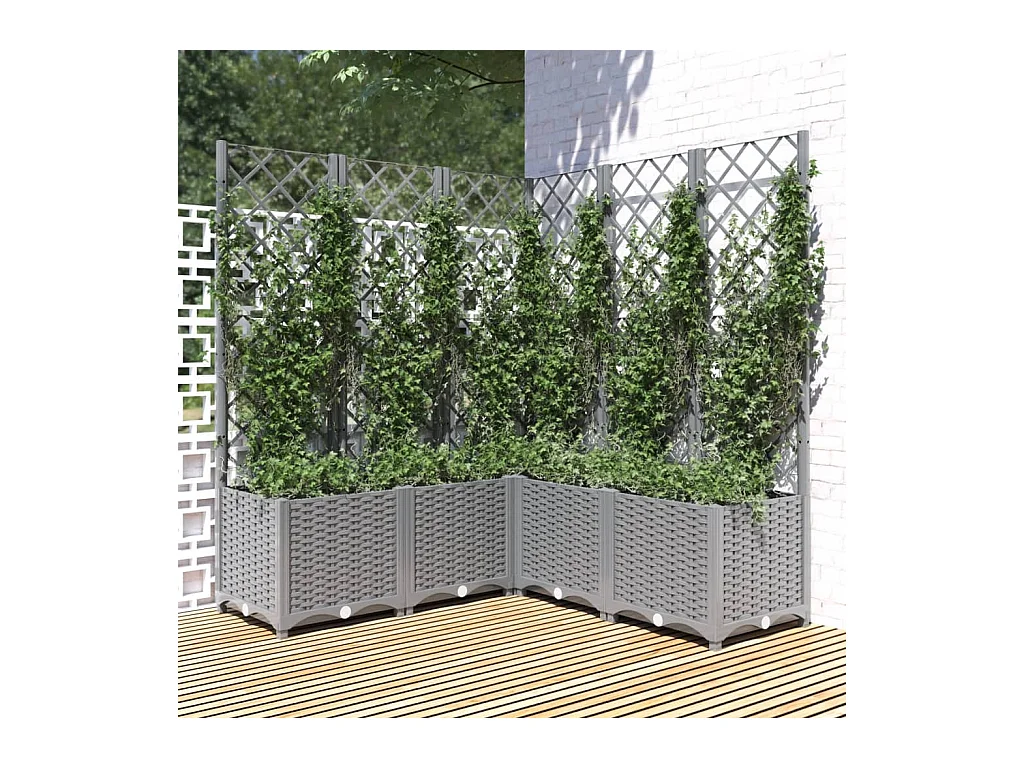Jardinière avec treillis gris clair 120x120x136cm polypropylène