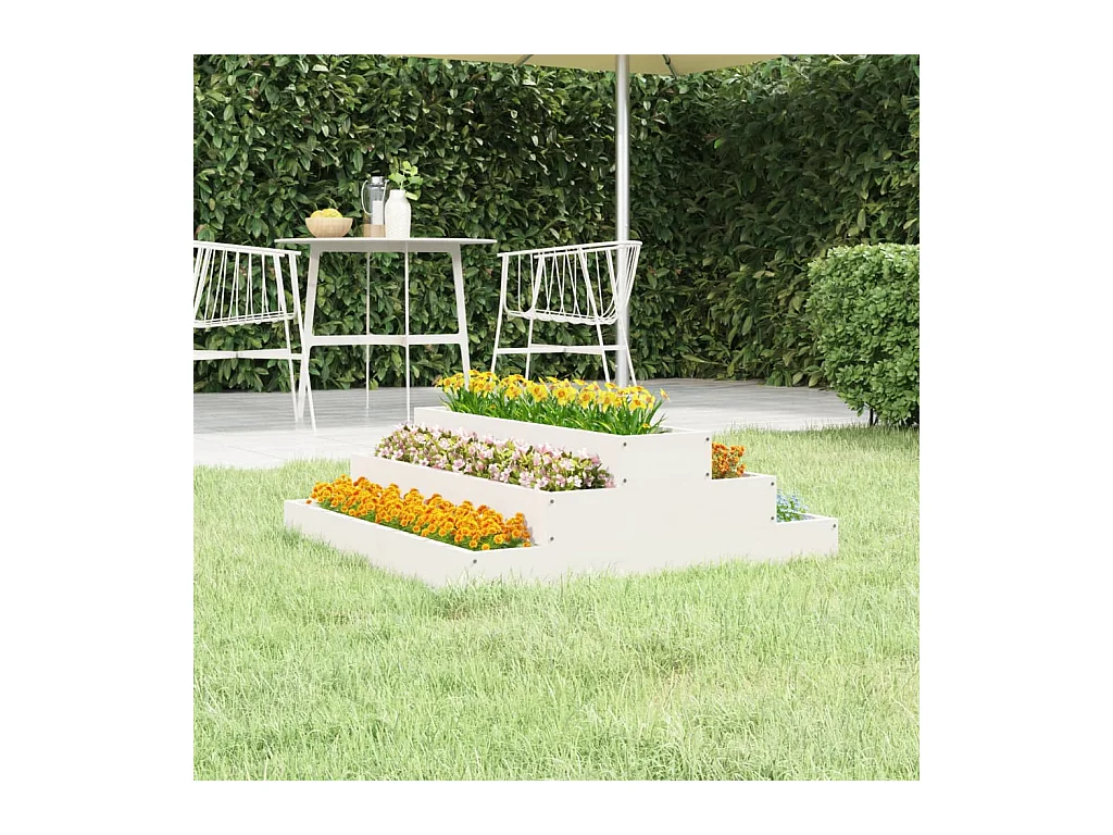 Jardinière Blanc 80x80x27 cm Bois massif de pin