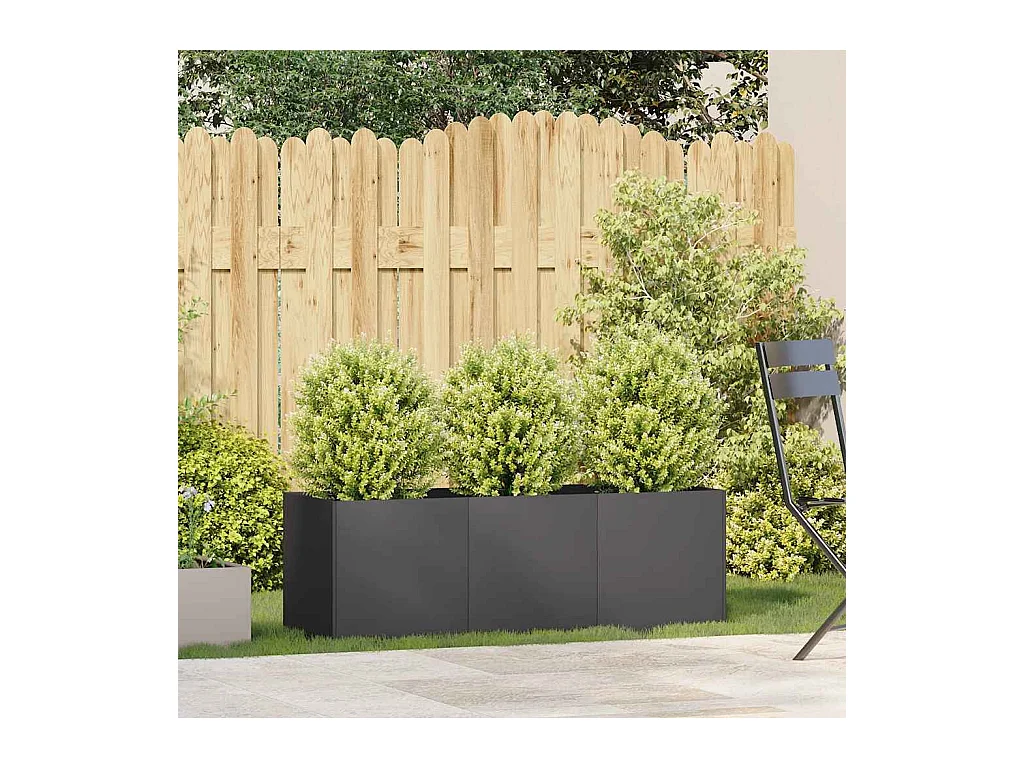 Jardinière noir 120x40x40 cm acier laminé à froid