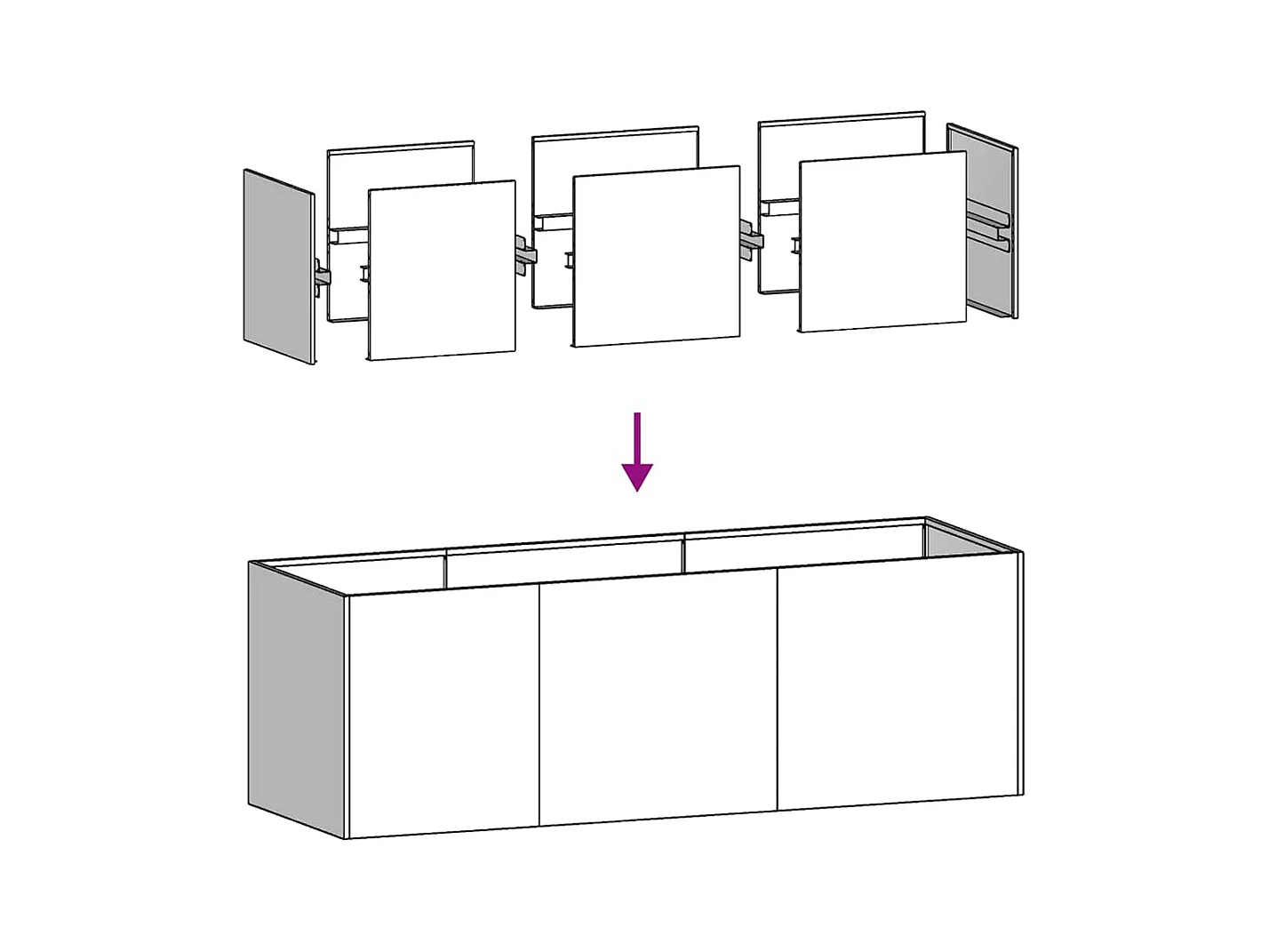 Jardinière noir 120x40x40 cm acier laminé à froid