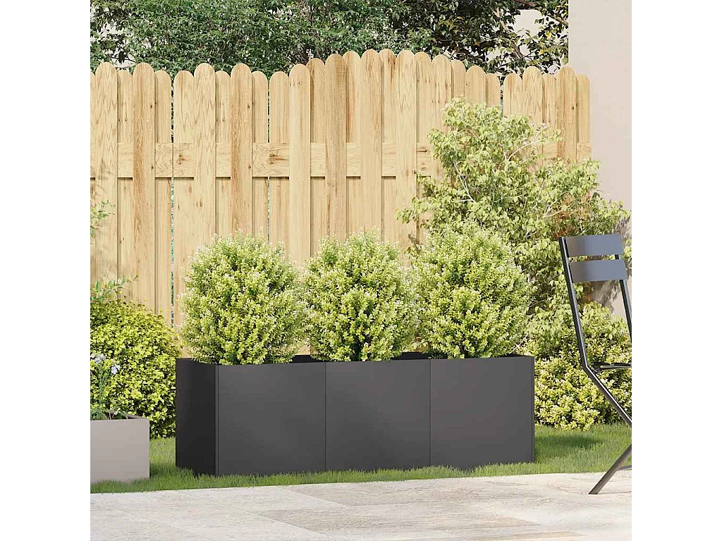 Jardinière noir 120x40x40 cm acier laminé à froid