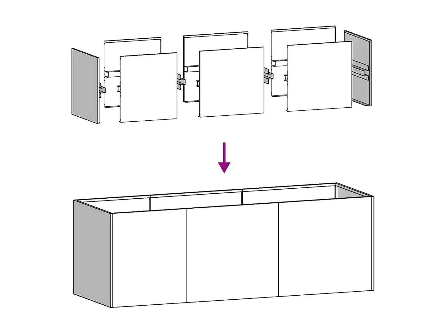Jardinière noir 120x40x40 cm acier laminé à froid