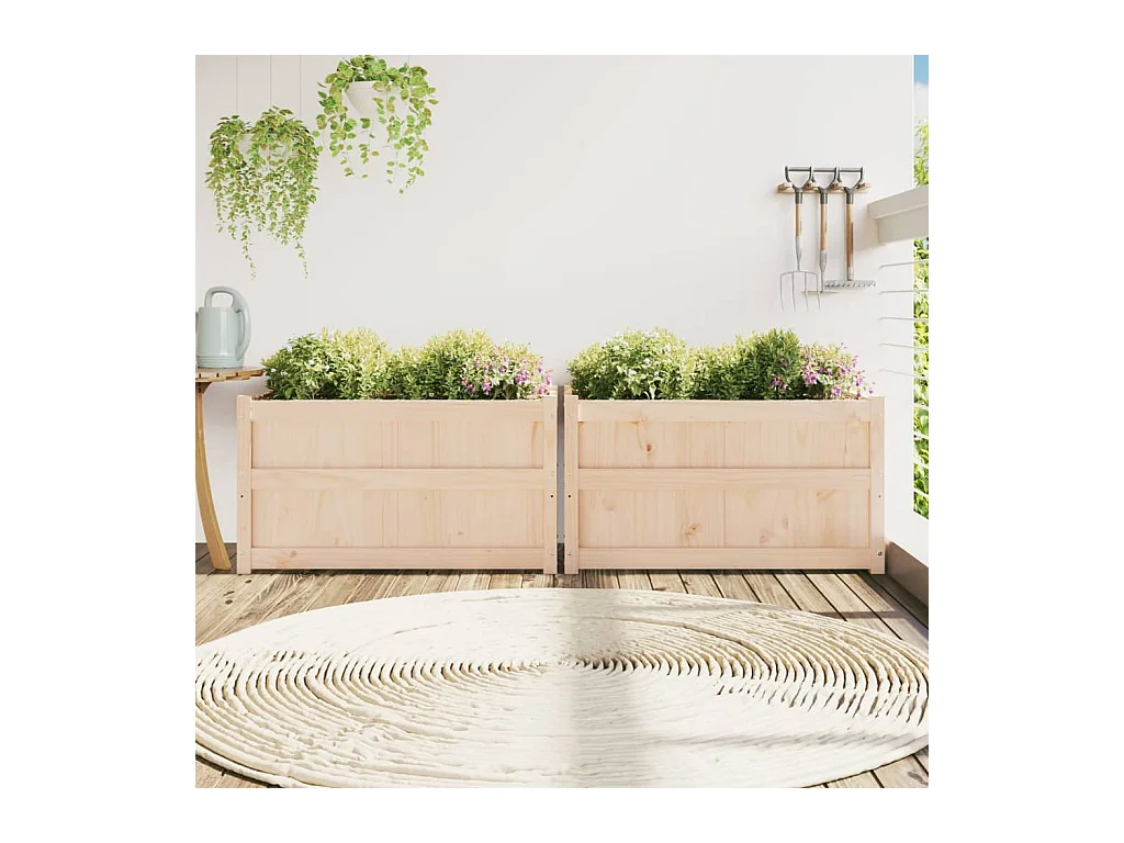 Jardinières 2 pcs bois de pin massif