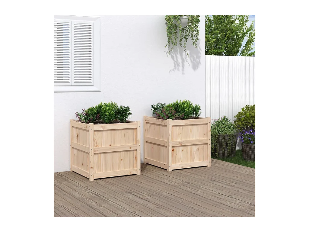 Jardinières 2 pcs bois de pin massif