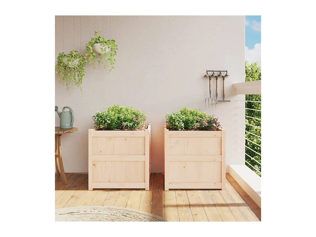 Jardinières 2 pcs bois de pin massif