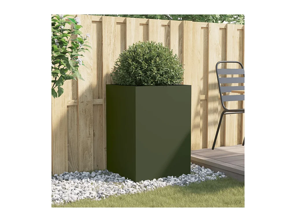 Fioriera verde oliva 52x48x75 cm in acciaio