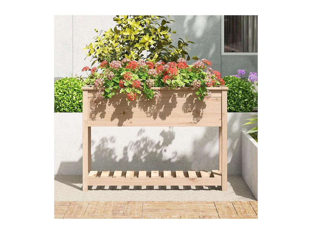 Jardinière avec étagère 111,5x34,5x81 cm Bois massif de pin