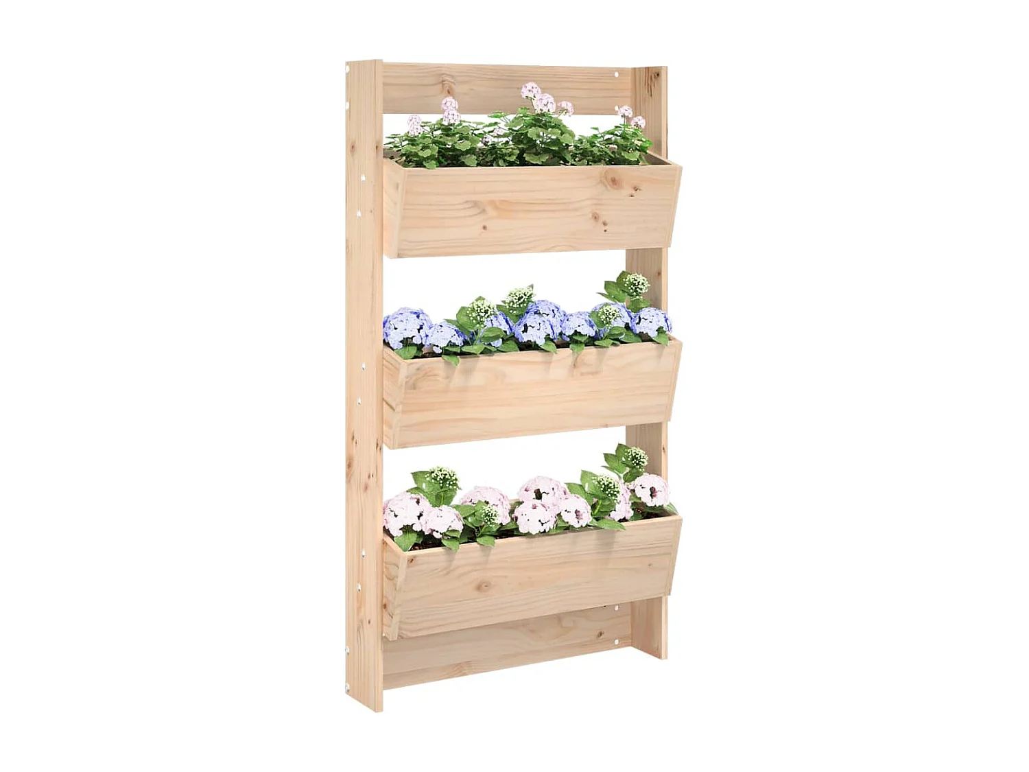 Jardinière murale 3 niveaux 60x18,5x110 cm bois de pin massif