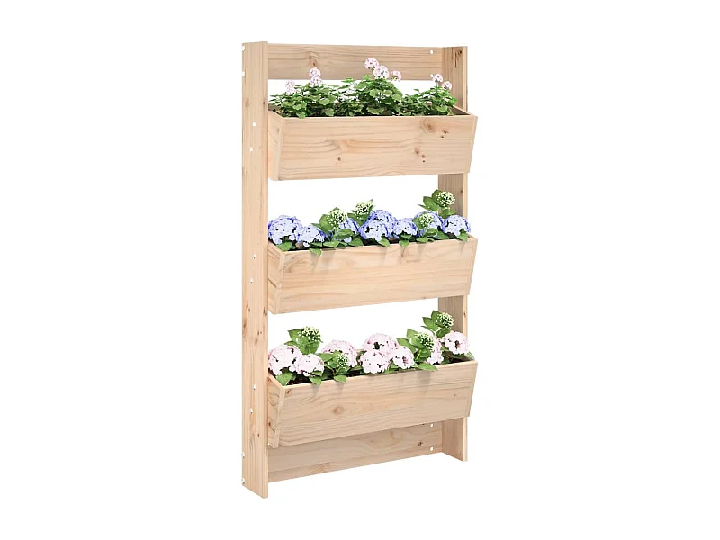 Jardinière murale 3 niveaux 60x18,5x110 cm bois de pin massif