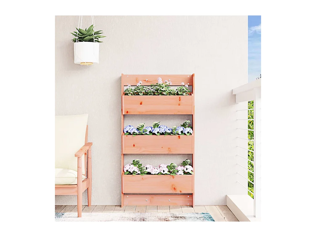 Jardinière murale 3 niveaux 60x18,5x110 cm bois douglas massif