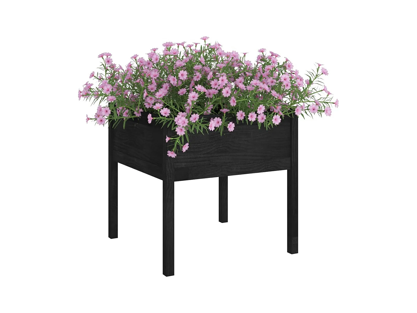 Jardinières 2 pcs Noir 70x70x70 cm Bois de pin massif