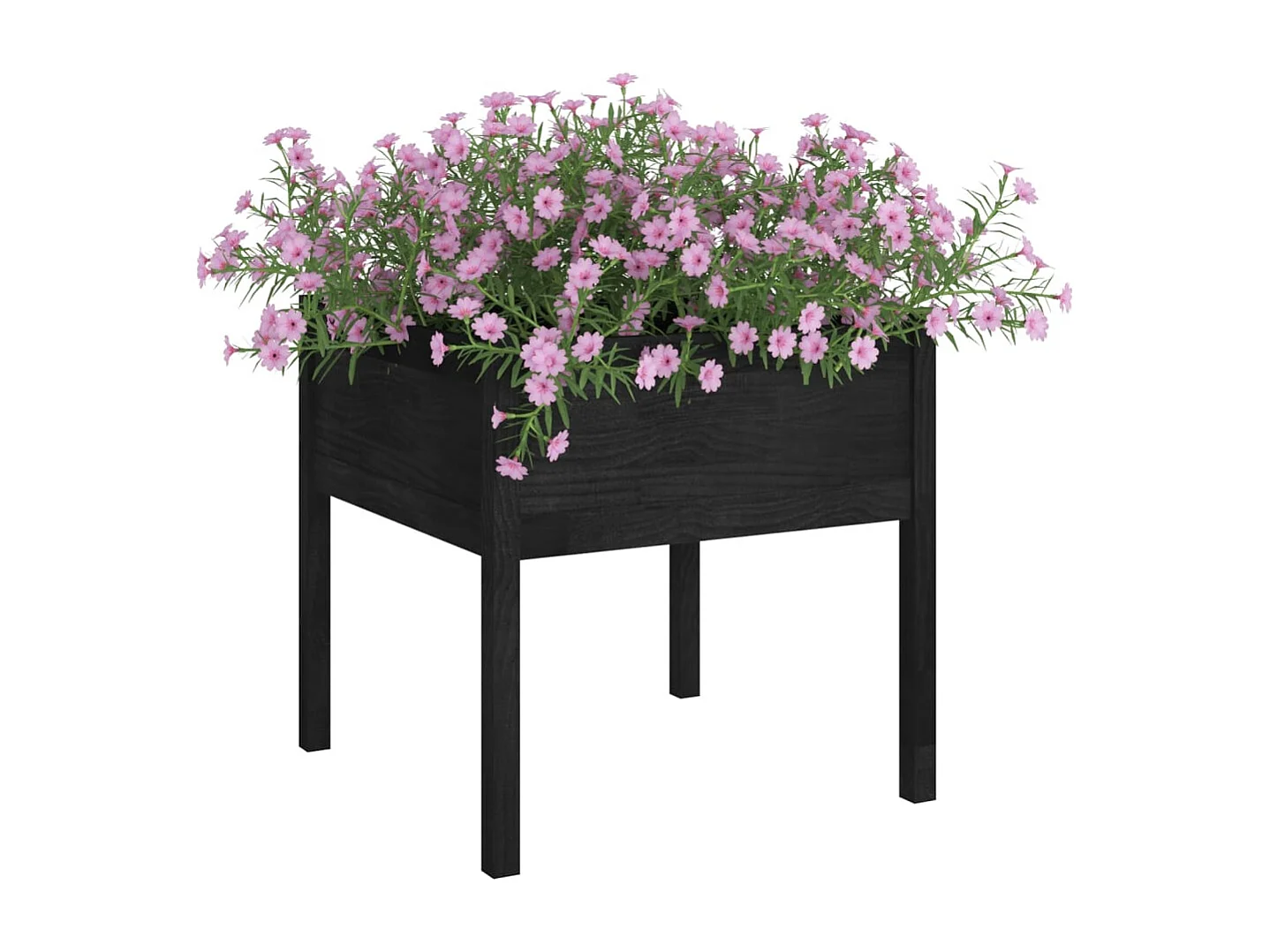 Jardinières 2 pcs Noir 70x70x70 cm Bois de pin massif