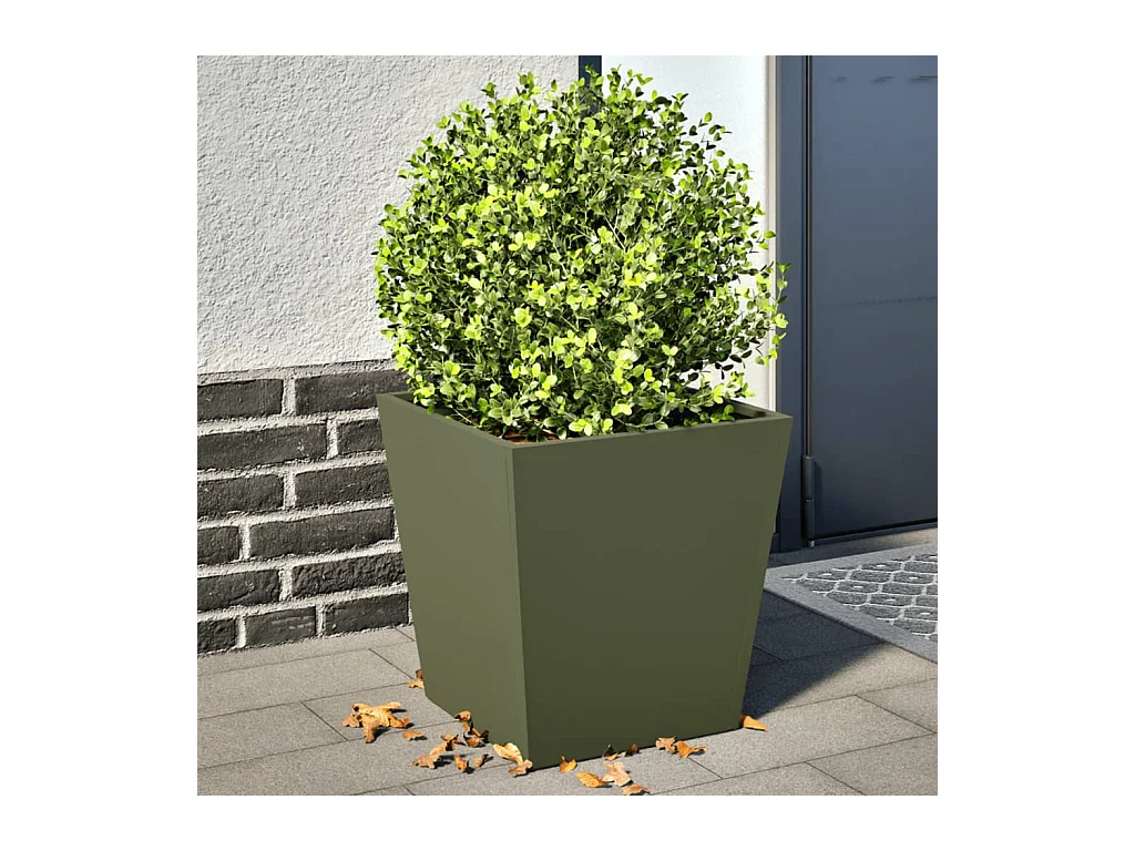 Jardinières 2 pcs vert olive 40x40x40 cm acier