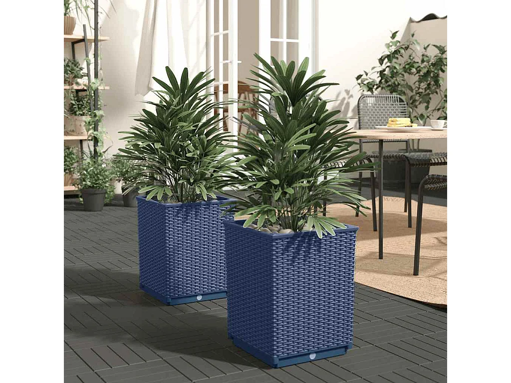 Jardinières 2 pcs bleu gris 30x30x37 cm polypropylène