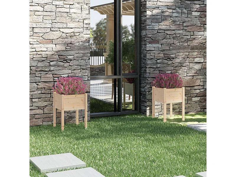 Jardinières d'extérieur 2 pcs 50x50x70 cm bois de pin massif